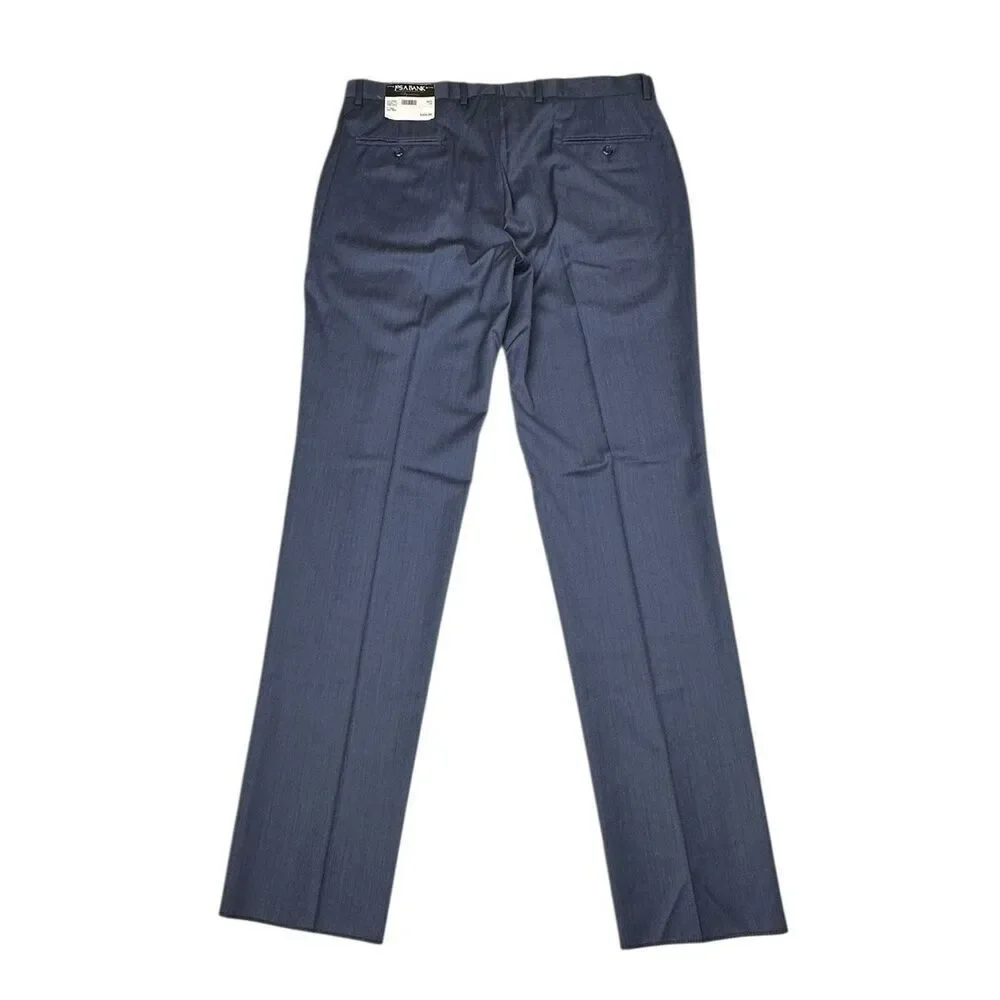 NWT JoS A Banks 100% Wool Signature Collection Tailored Fit Blue Slacks Size 37R